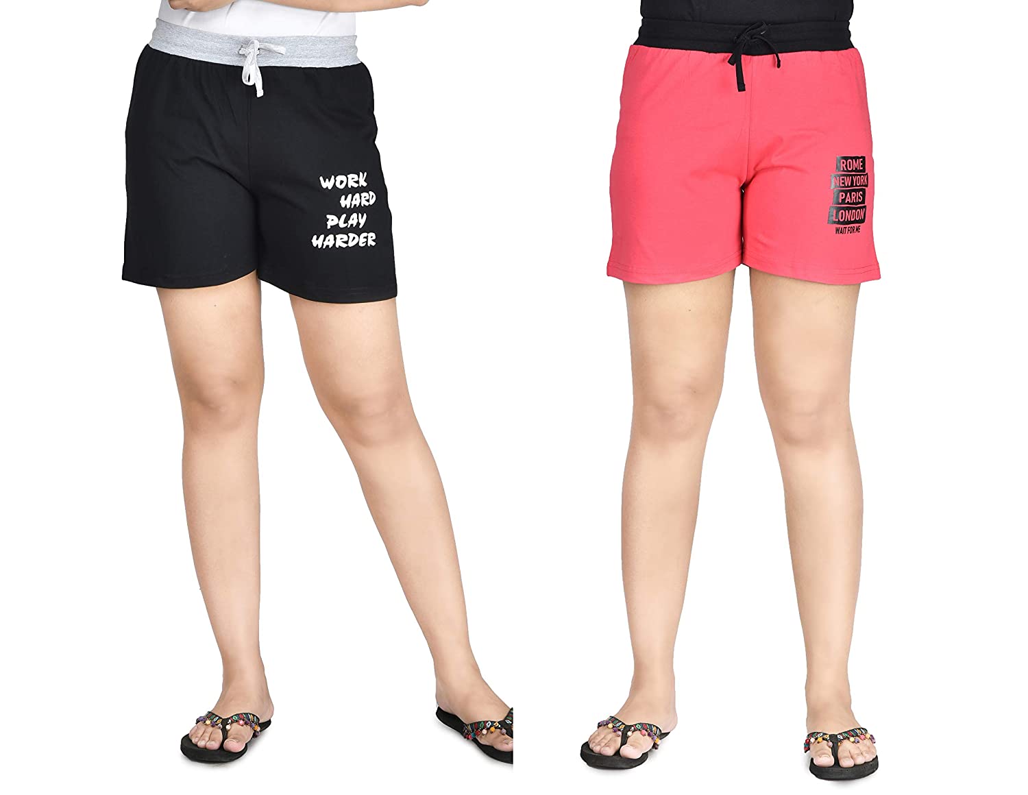 Club A9 Women's Cotton Printed Shorts | Short Pants | Hot Pants (Pack of 2)