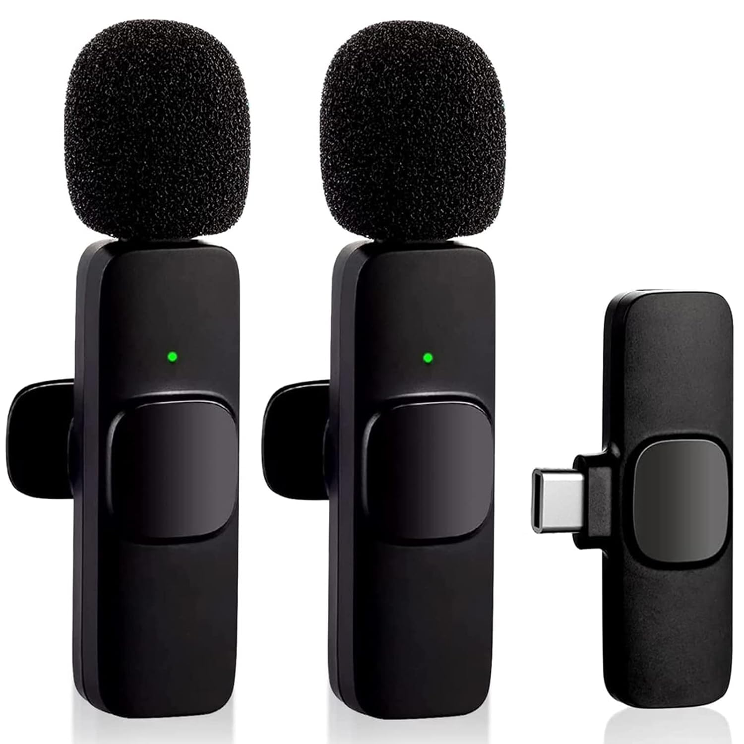 Wireless Microphone for Type-C Phone, Plug-Play Wireless Mic with 2 Microphone for USB-C Android Phone Video Recording, Interview, Vlog, Auto Sync Noise Reduction-K-9 Double